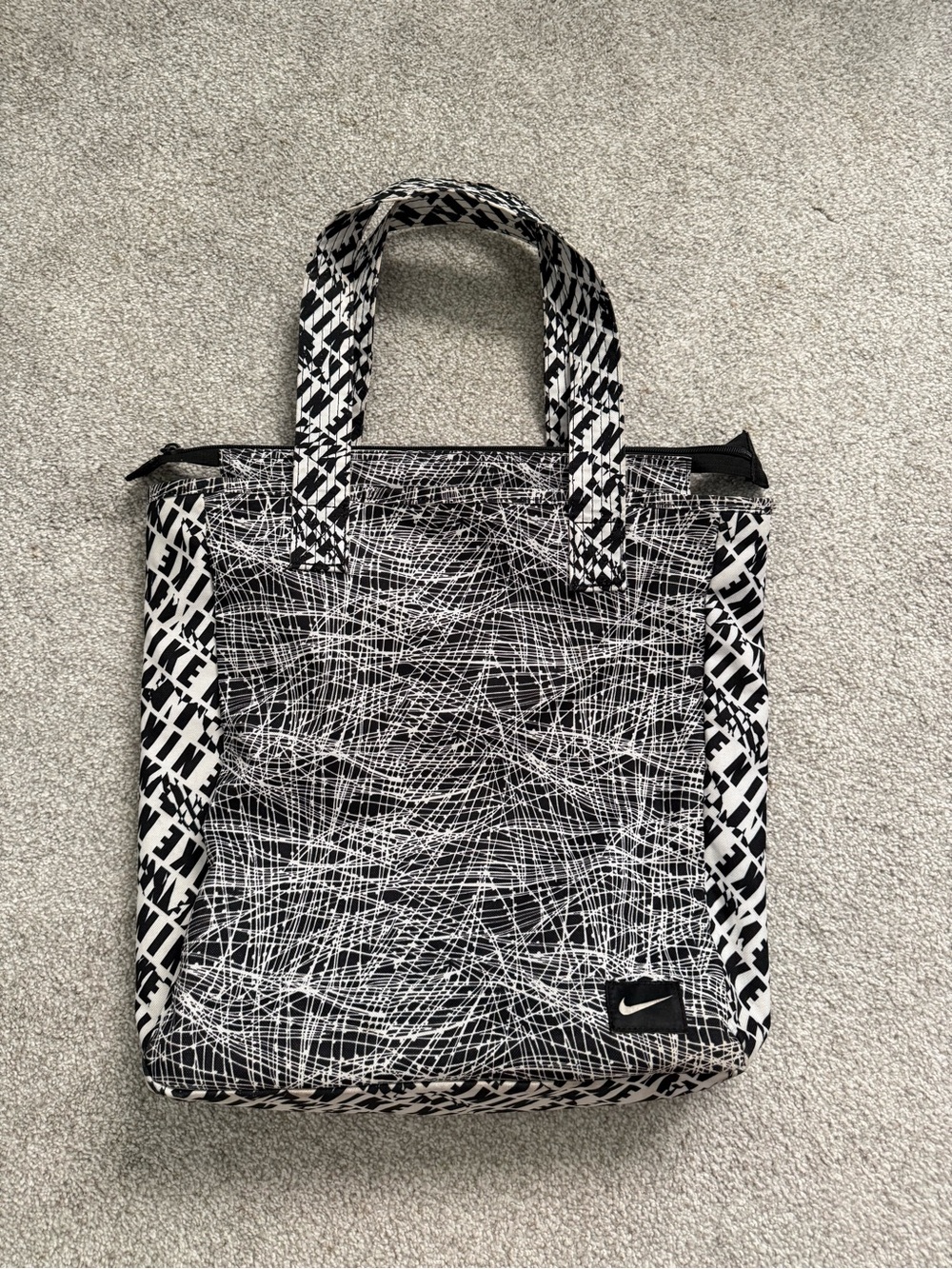 Nike Black and White Scribble-Print Tote